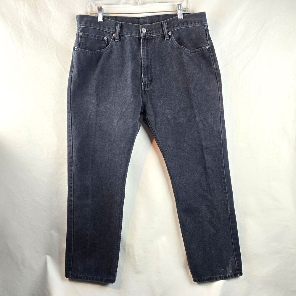 Levi’s 505 Jeans Mens 38x30 Black Straight Leg Denim Classic Fit Faded Casual